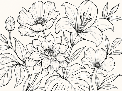 Ivory Outline Botanica mural artwork