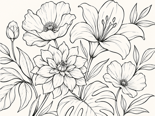 Ivory Outline Botanica mural artwork