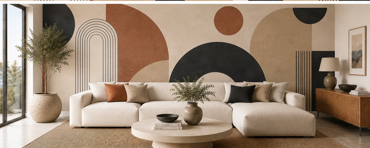 Blackline Geometric Wall Pattern