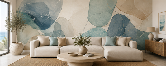 Sea Glass mural shown in a room setting