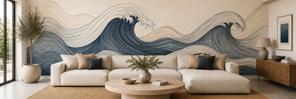 Tidal Line mural shown in a room setting