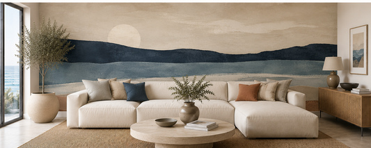 Blue Horizon mural shown in a room setting