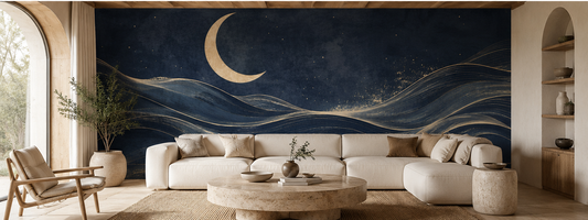 Moonlit Tides mural shown in a room setting