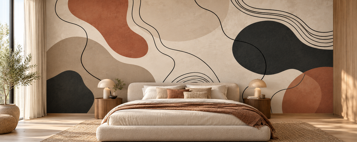 Contour Forms mural shown in a room