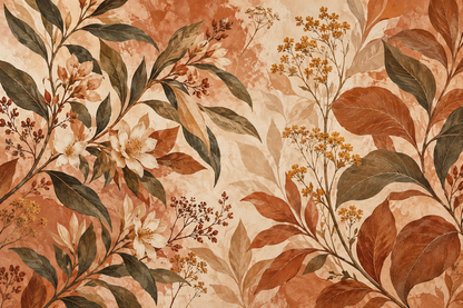 Terracotta Botanica mural artwork
